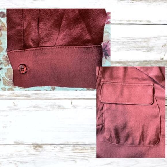 Jones New York Blouse Women's 1X Brick Red Button Up V-neckline Long Sleeves NWT - Picture 7 of 7